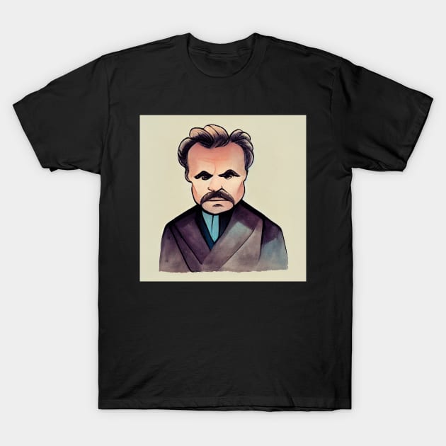 Friedrich Nietzsche portrait | Cartoon style T-Shirt by Classical